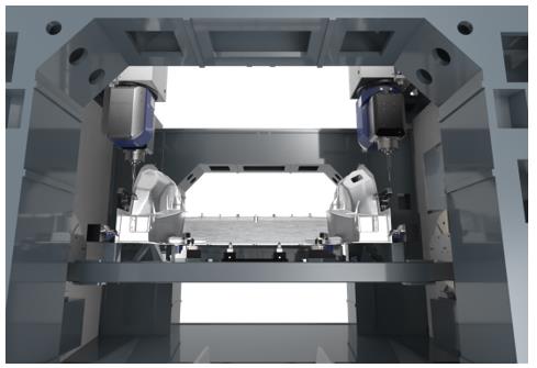 普拉迪大型一體化壓鑄車身結(jié)構(gòu)件加工設(shè)備，雙五軸龍門加工中心（5）